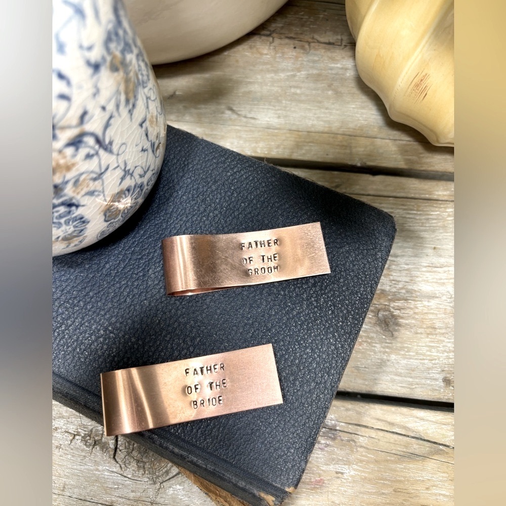 Stamped Wedding Copper Money Clips.  Gifts for Fathers. Bridal | Personal
